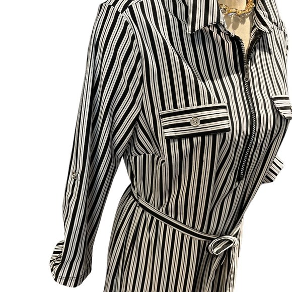 MLLE GABRIELLE Dress Size XL Vertical Stripes Adjustable 3/4 Sleeves - Picture 7 of 12